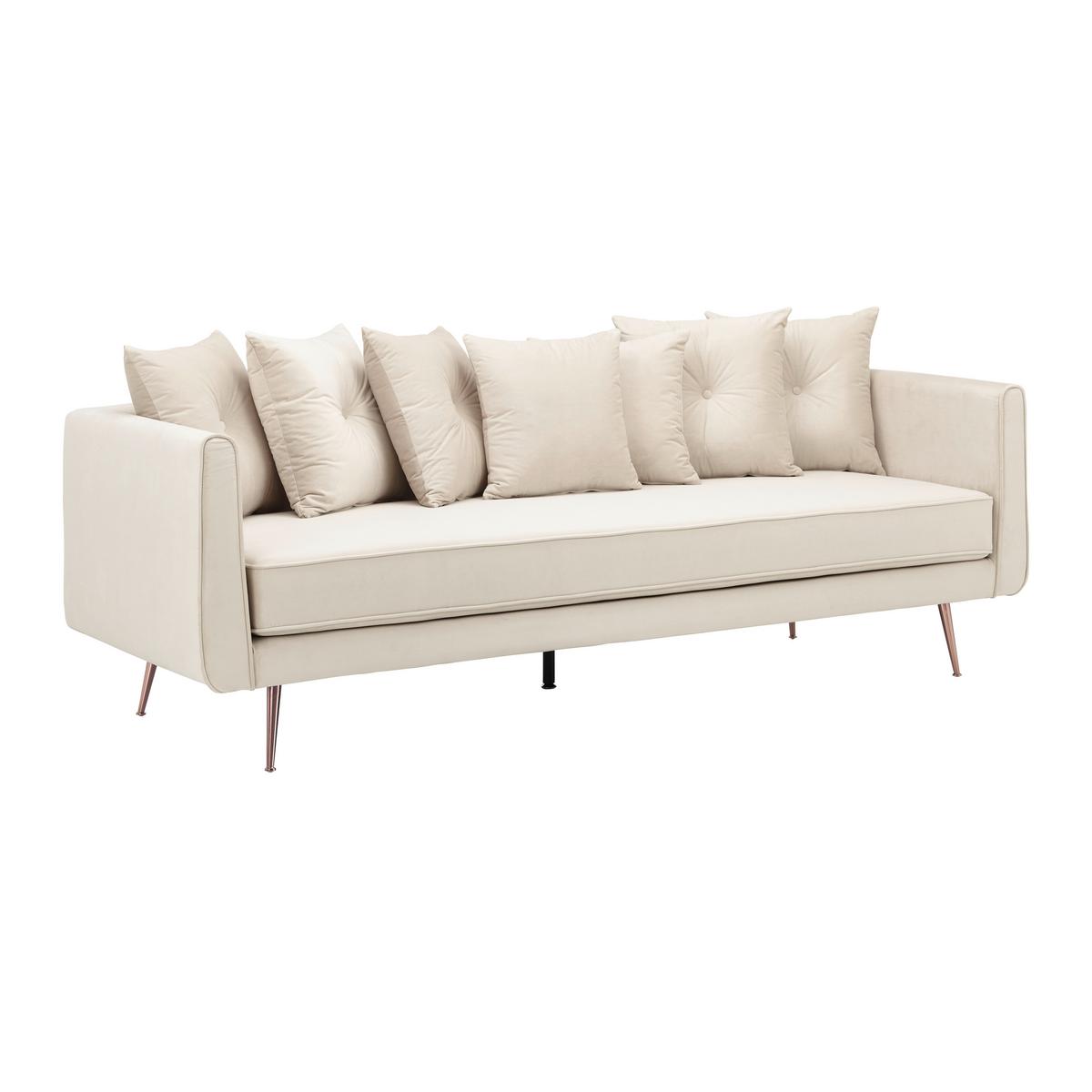 Pohovka Big Sofa LUIS, béžový samet - barva růžového zlata/béžová, Moderní, kov/dřevo (225/87/87cm) - Bessagi Home