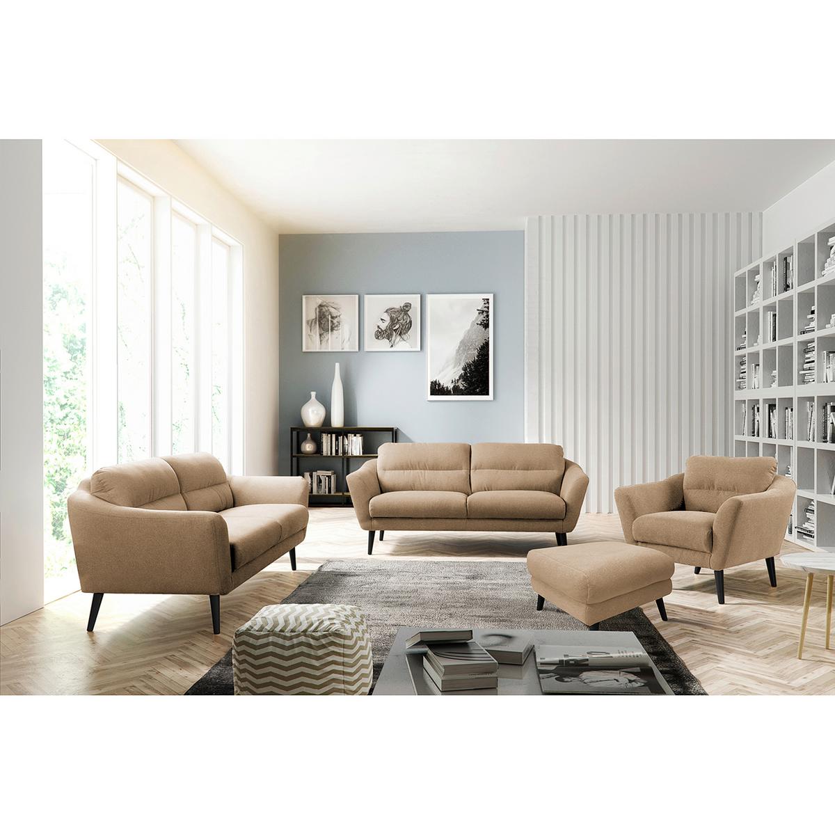 Hocker Tromso Beige B: 61 Cm - Beige/Schwarz, Design, Textil (61/49/65cm) - Livetastic