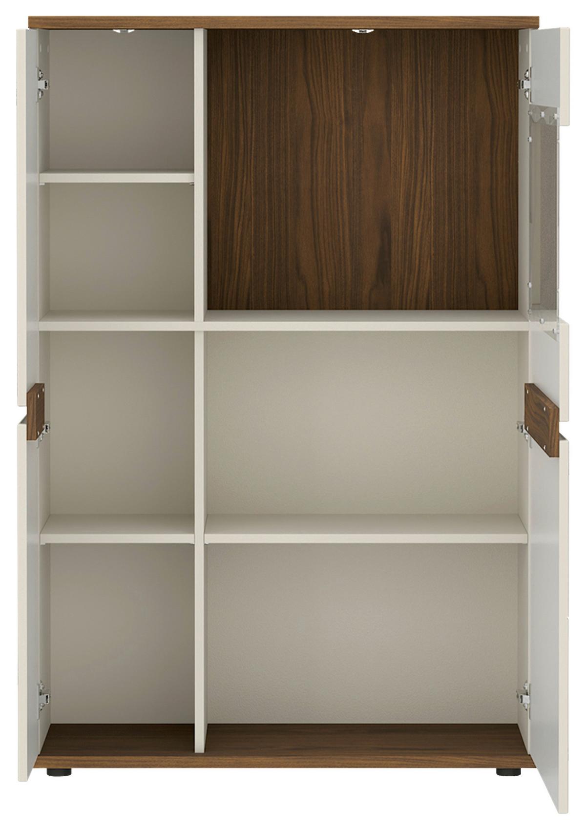 Vitrine Kansas Nussbaum/Kaschmir B: 90cm - Kaschmir/Nussbaumfarben, Basics, Glas/Holzwerkstoff (90/135/38cm) - Hom`in