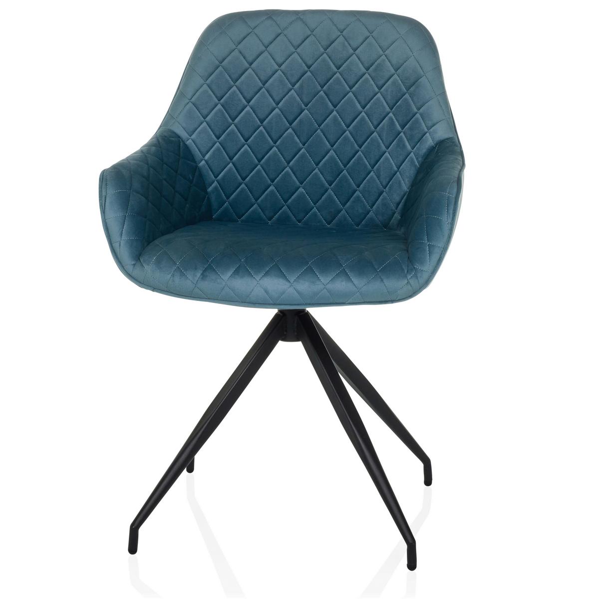 Armlehnstuhl Elverum Blaugrau B: 58 Cm - Blaugrau/Schwarz, MODERN, Textil/Metall (58/87/57cm) - MID.YOU