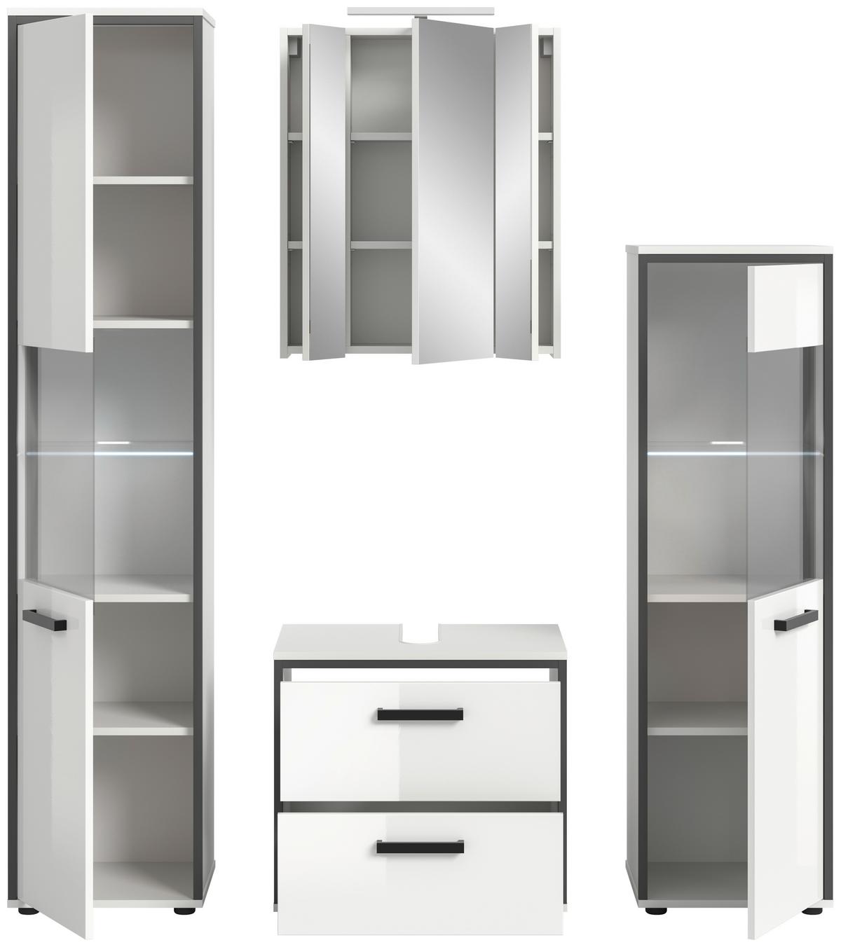 Badezimmer Kojak Schwarz/weiß K: 140 Cm - Weiß Hochglanz/Schwarz, MODERN, Holzwerkstoff (140cm) - MID.YOU