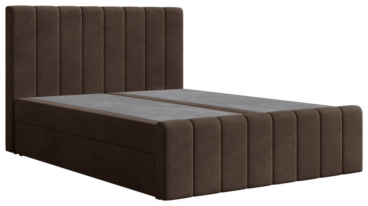 Boxbett Lila mit Topper 140x200 - Dunkelbraun/Schwarz, MODERN, Holz/Kunststoff (140/200cm) - Livetastic