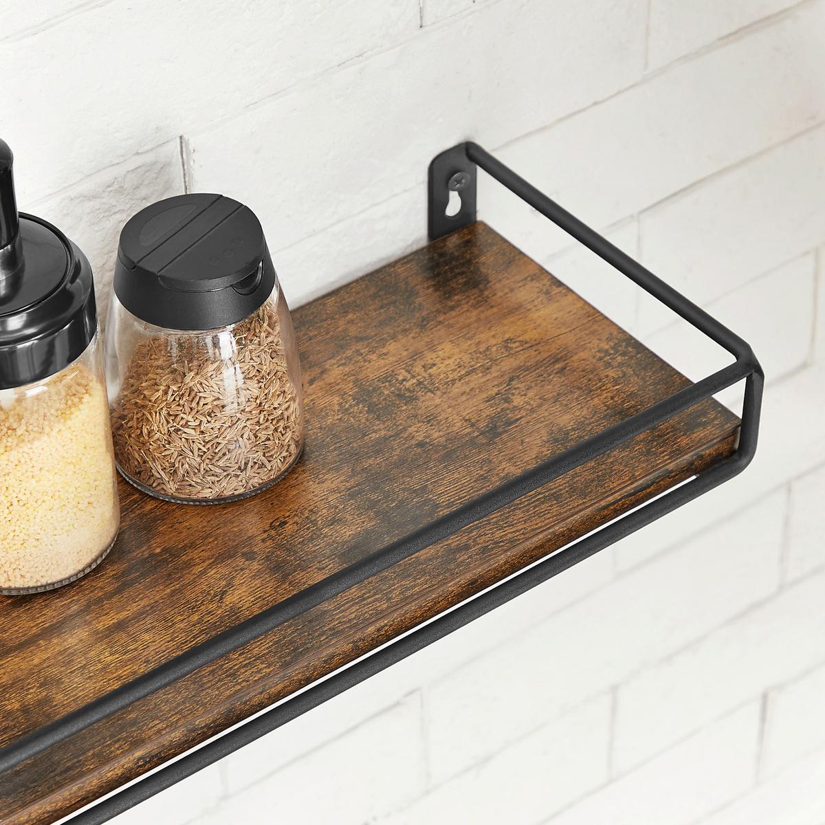 Wandregalset Schwarz, Dunkelbraun B: 40 Cm - Dunkelbraun/Schwarz, Trend, Holzwerkstoff/Metall (40/5/15,5cm) - MID.YOU