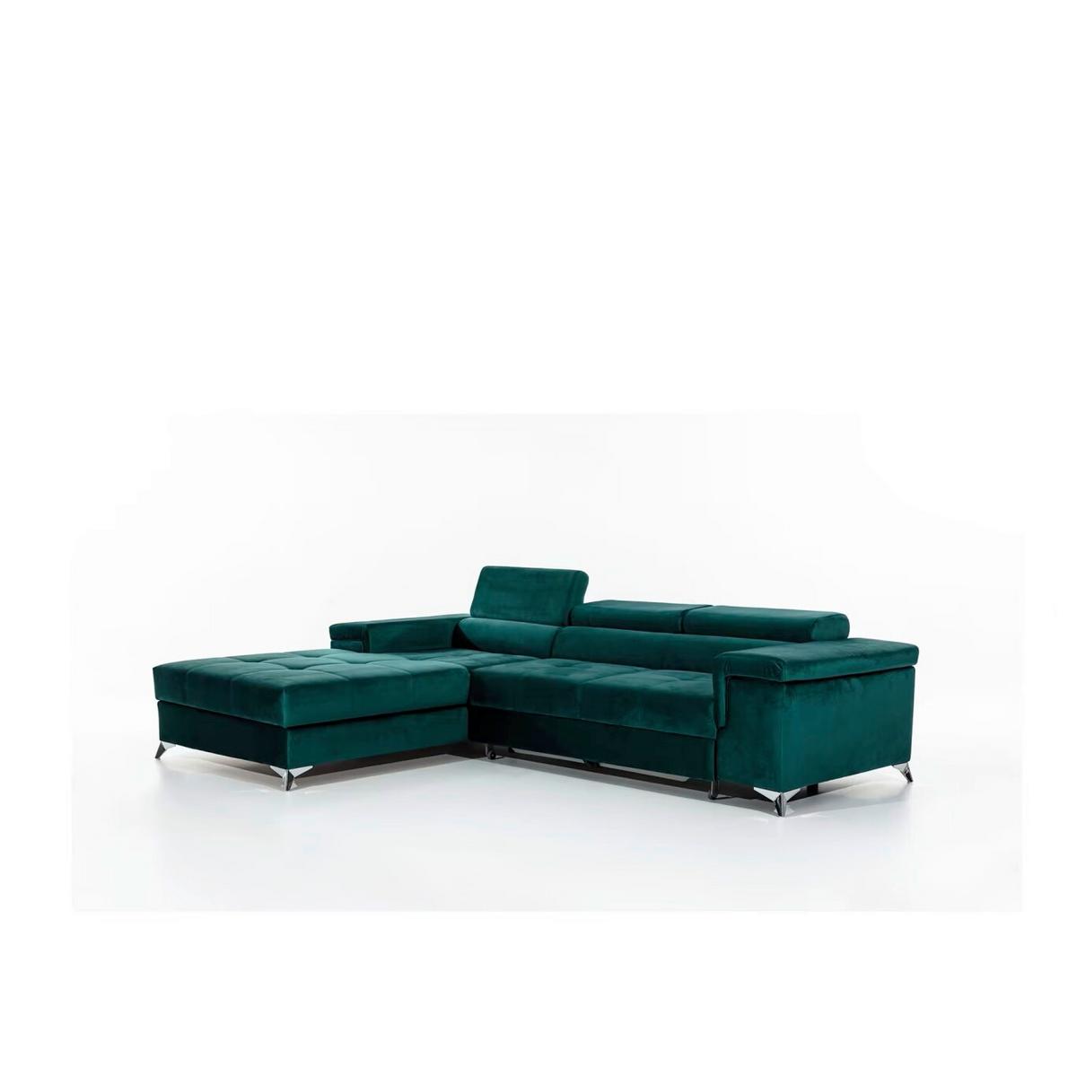 Ecksofa Ricardo Grün S: 205x281 cm - Silberfarben/Grün, Design, Textil (205/281cm) - MID.YOU