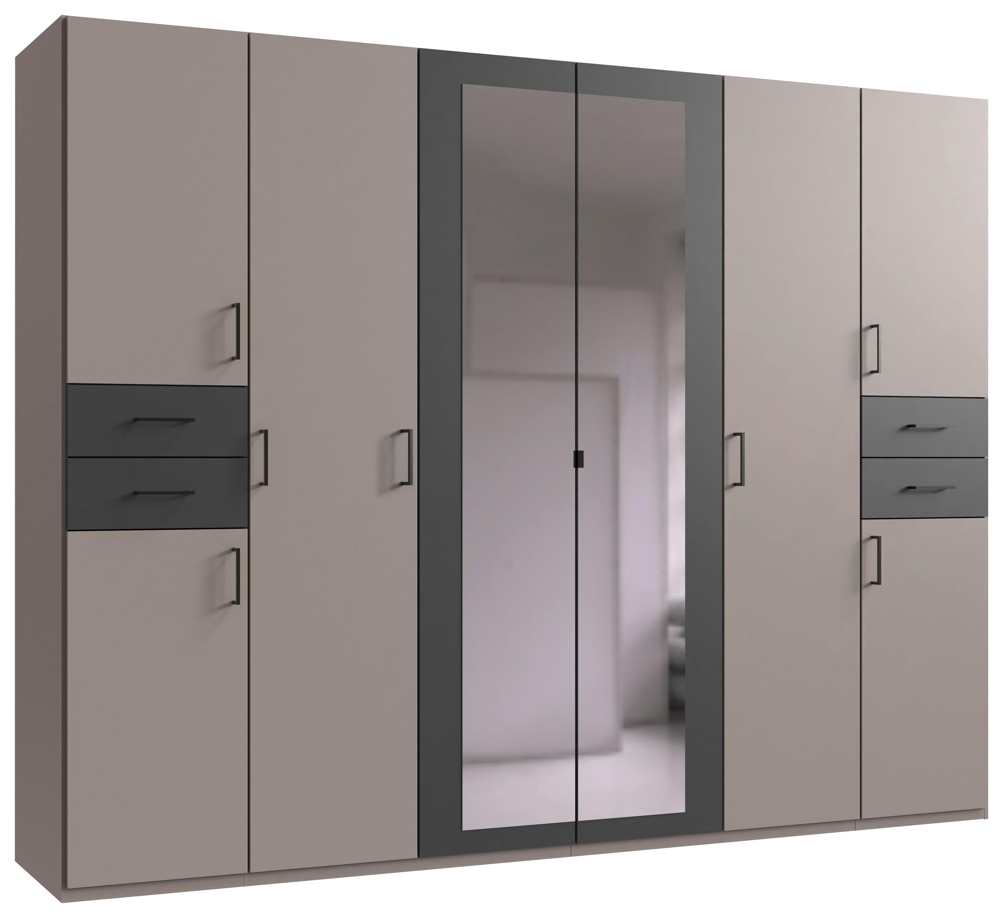 Drehtürenschrank Vegas Sahara/graphit/grau B: 270 Cm - Graphitfarben/Grau, Basics, Glas/Holzwerkstoff (270/208/58cm) - MID.YOU