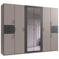 Drehtürenschrank Vegas Sahara/graphit/grau B: 270 Cm - Graphitfarben/Grau, Basics, Glas/Holzwerkstoff (270/208/58cm) - MID.YOU