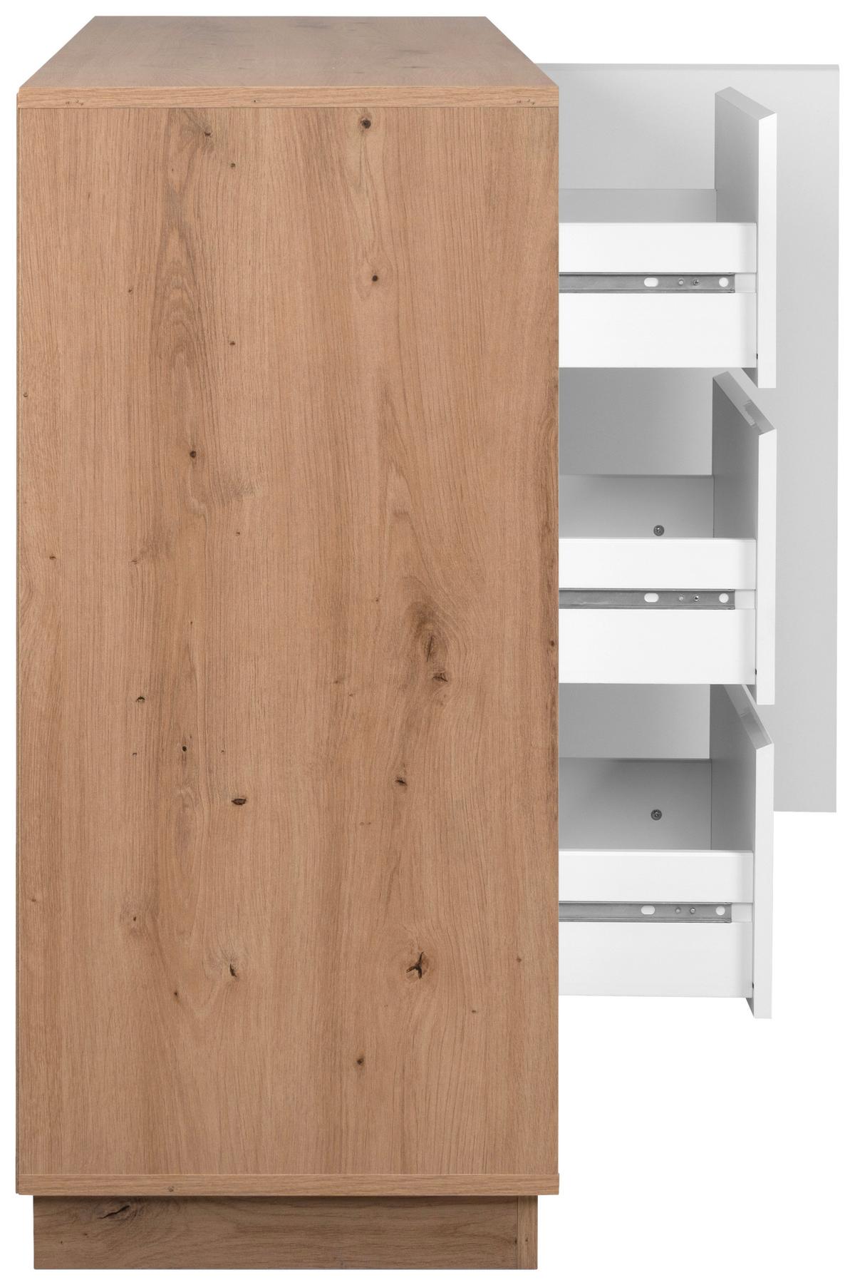 Kommode Phoenix Artisan Eiche/Weiß, B: 117 cm - Eiche Artisan, Trend, Holzwerkstoff (117/88/40cm)