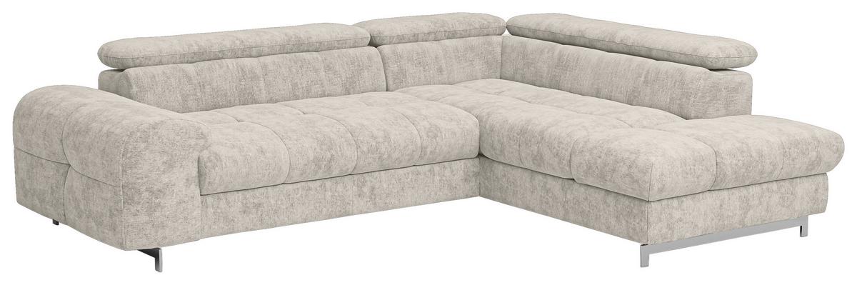 Ecksofa mit Schlaffunktion Cloud + Grau - Chromfarben/Grau, KONVENTIONELL, Textil (257/206cm) - Livetastic