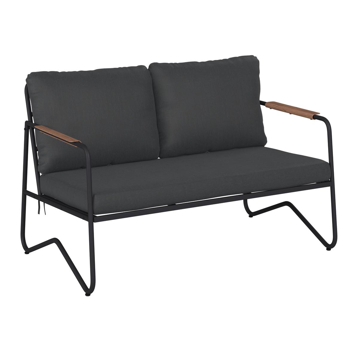 Loungegarnitur Cadiz - Dunkelgrau/Schwarz, MODERN, Glas/Textil - Beldano
