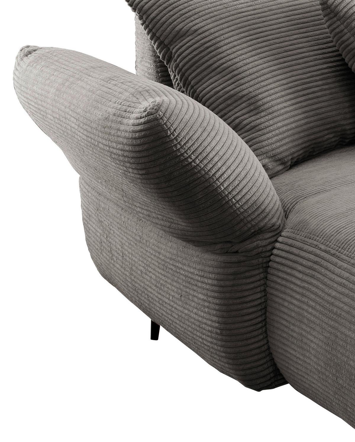 Ecksofa Vanilla Graubraun S: 178/264-302 cm - Graubraun/Schwarz, Design, Textil (178/264-302cm) - Livetastic