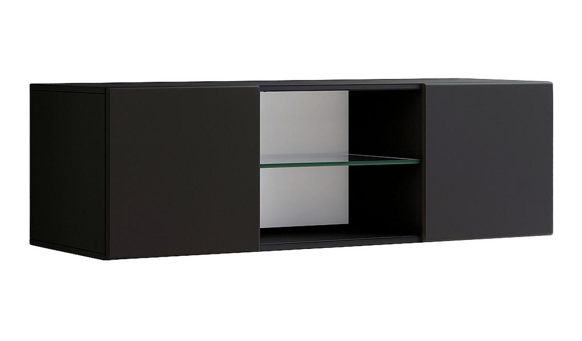 Lowboard Jusa 115 Schwarz B: 115 Cm - Schwarz, MODERN, Glas/Holzwerkstoff (115/40/36cm) - MID.YOU