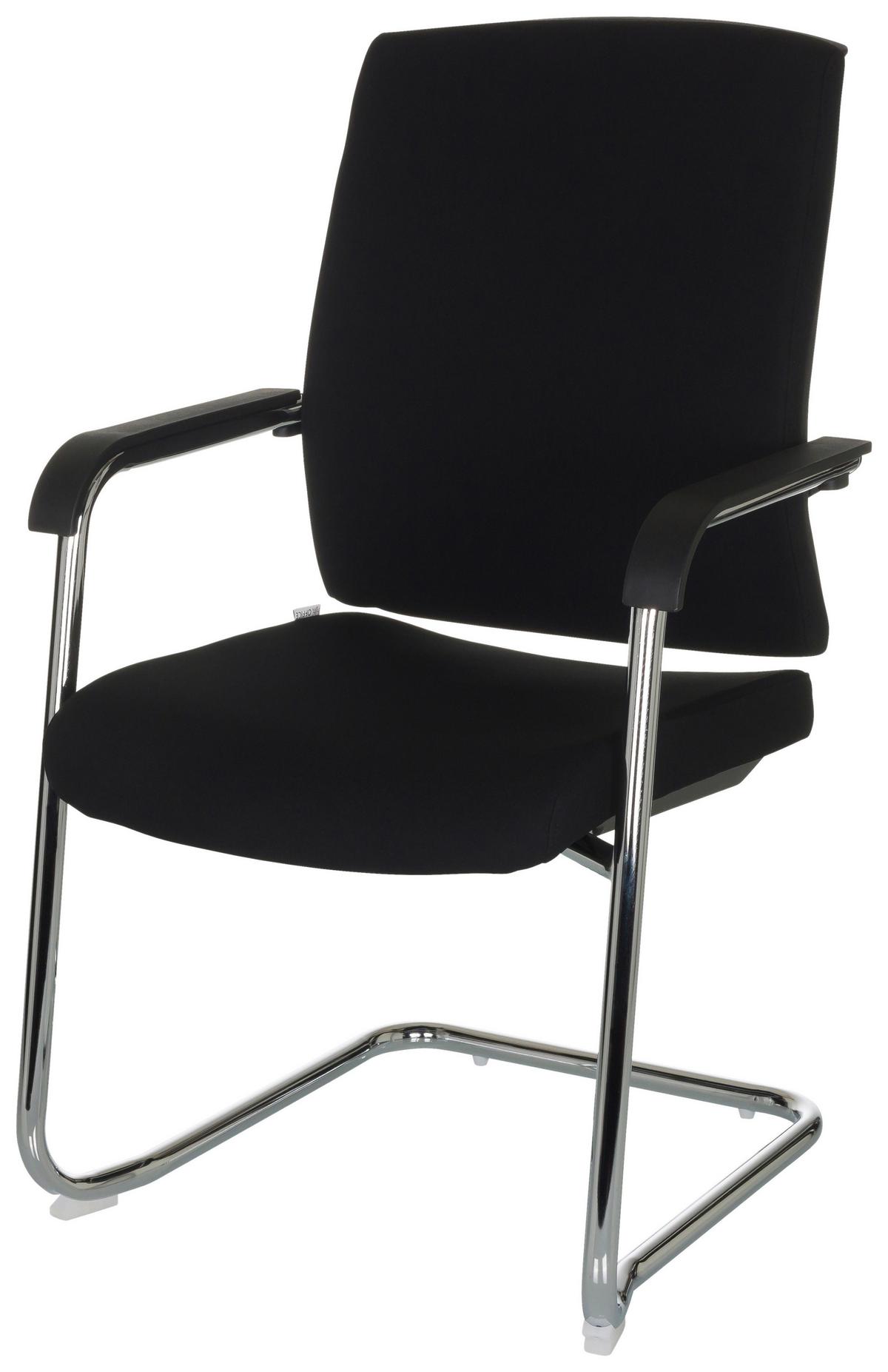 Besucherstuhl Levia Schwarz Bis 150 Kg - Silberfarben/Schwarz, Basics, Textil/Metall (59/96/61cm) - MID.YOU