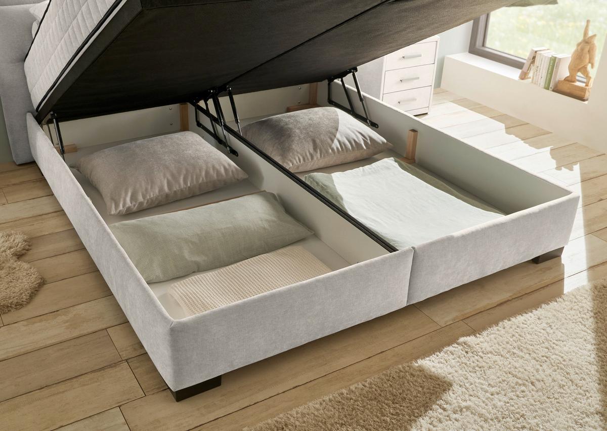 Boxbett Nagol A - Beige/Schwarz, MODERN, Holzwerkstoff/Textil (160/200cm) - MID.YOU