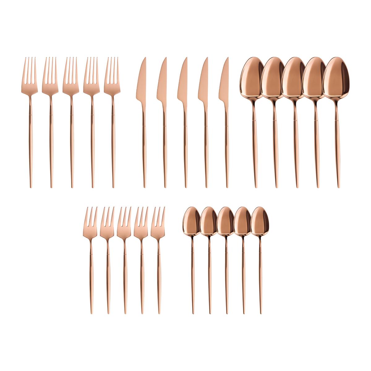 Sada príborov Elegance, 20-dielna - medená, Konventionell, kov - Mömax