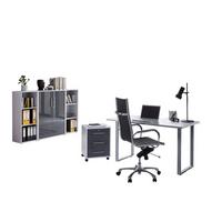 Büro Office Edition Grau/anthrazit Hochglanz - Anthrazit Hochglanz/Grau, MODERN, Holzwerkstoff/Metall - MID.YOU
