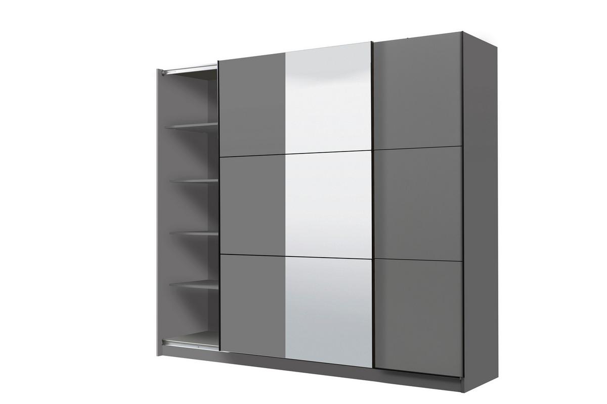 Tolóajtós Szekrény Sierra 236/210 Cm - antracit/fehér, Basics, faalapú anyag (236,5/210/62,5cm)