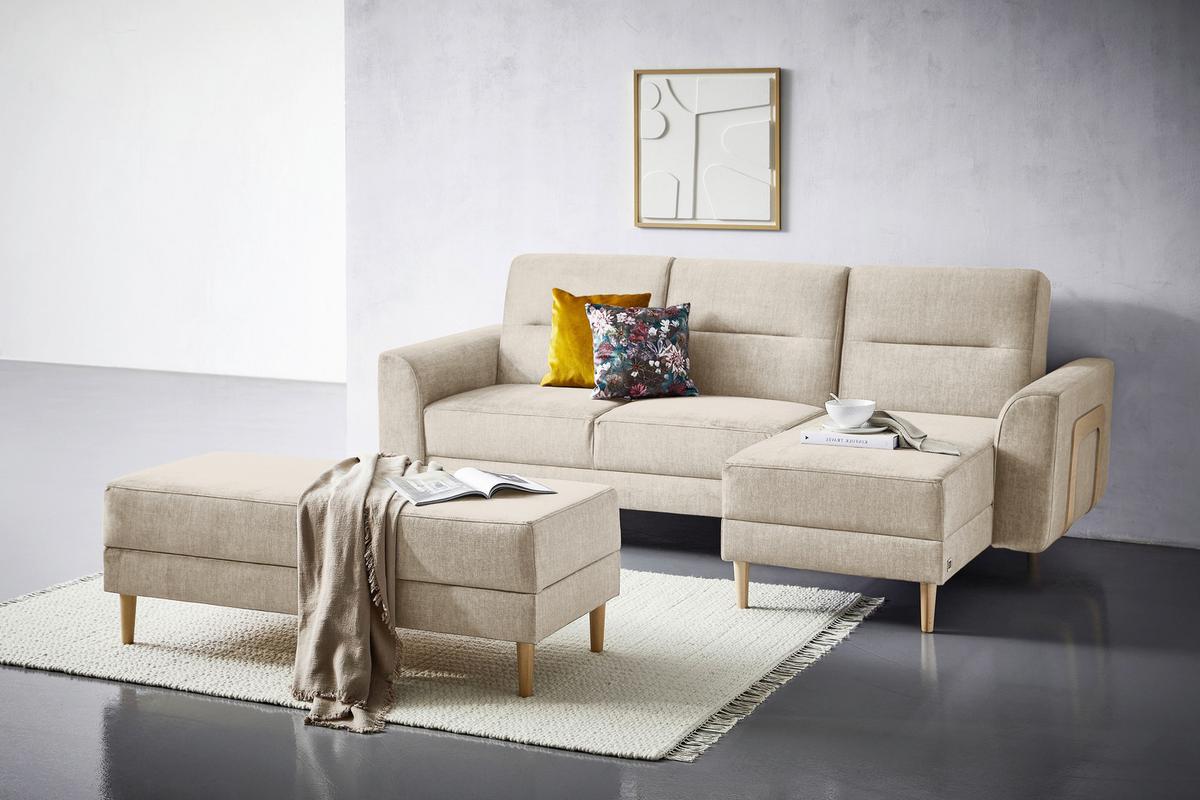 Hocker Freda Mit Stauraum Velours Beige H: 48 Cm - Beige/Naturfarben, MODERN, Textil (135/48/57cm) - Max Winzer