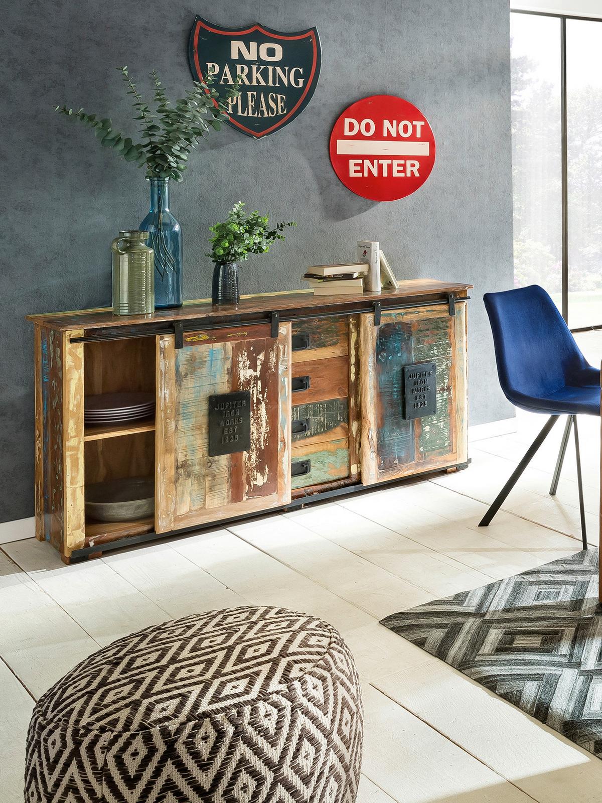 Sideboard Altholz B: 150cm - Multicolor/Schwarz, Design, Holz (150/81/38cm) - MID.YOU
