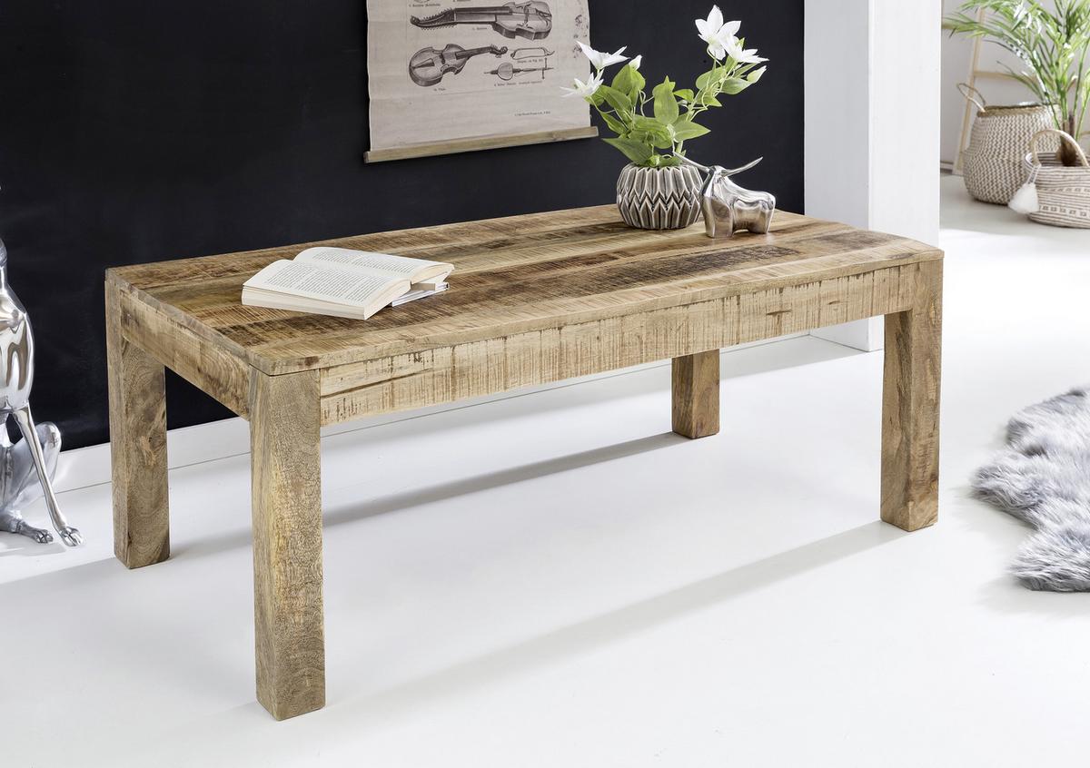 Obdĺžnikový konferenčný stolík z masívu RUSTICA - hnedá, Design, drevo (110/60/47cm) - MID.YOU