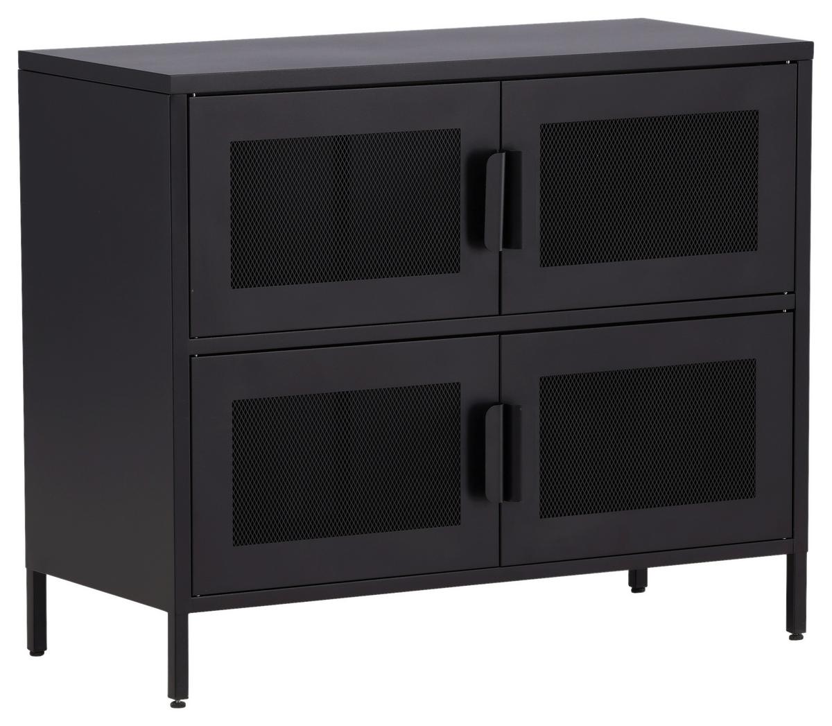 Sideboard Nett - Schwarz, Design, Metall (90/75/40cm) - Livetastic