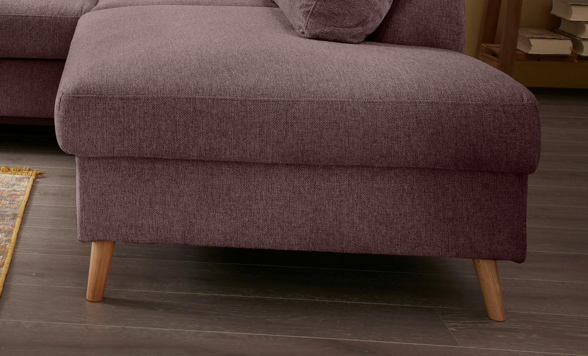 Ecksofa mit Schlaffunktion Valentina mit Kissen Bordeaux - Bordeaux/Naturfarben, KONVENTIONELL, Textil (230/200cm) - P & B