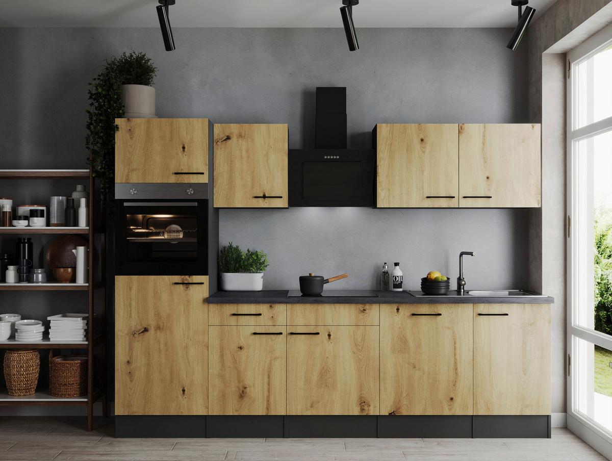 Küchenblock Oliver Artisan Dekor B: 280 cm - Eiche Artisan/Grau, Design, Holzwerkstoff (280cm) - Respekta