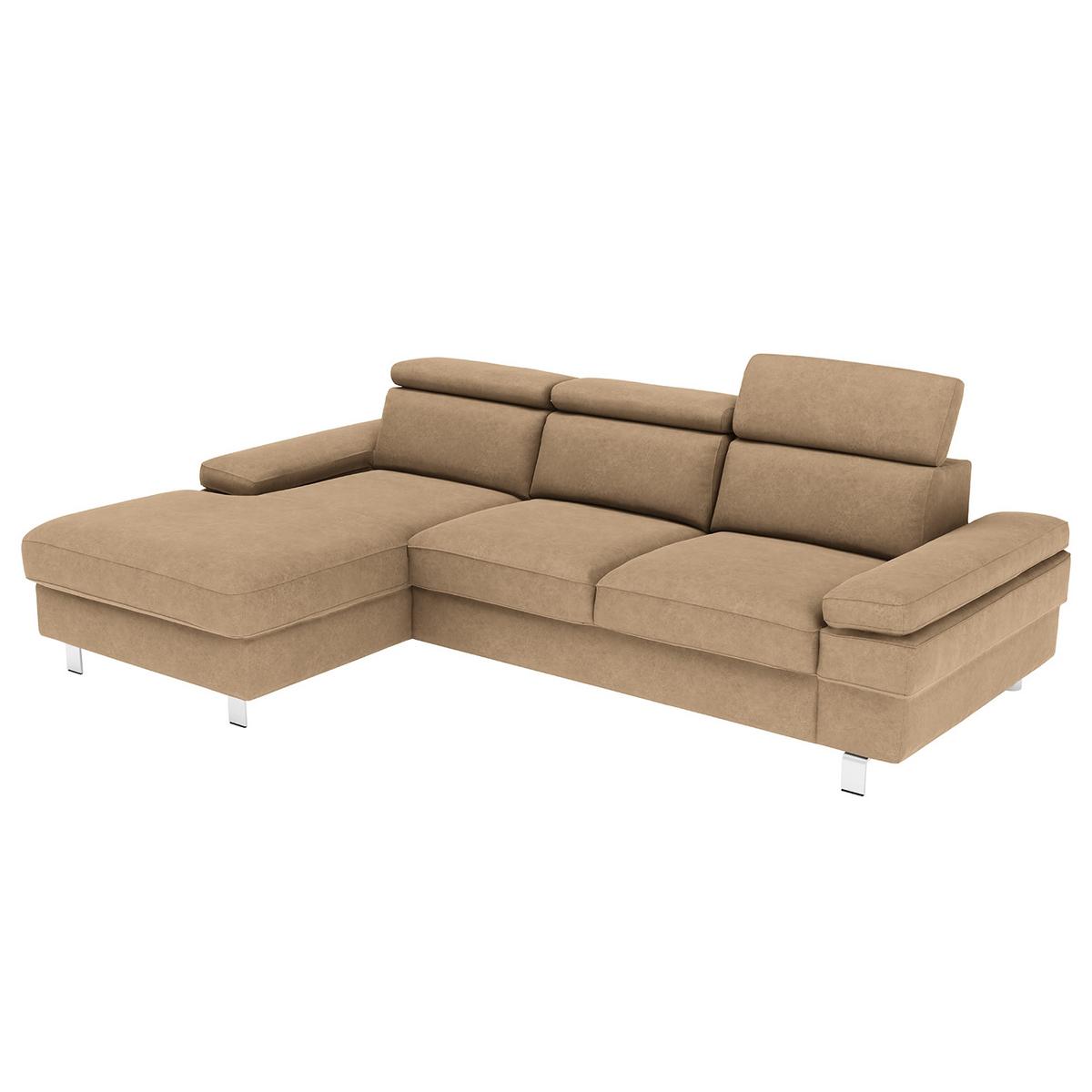 Ecksofa Elvis Sandfarben S: 182x259 Cm - Sandfarben/Silberfarben, KONVENTIONELL, Textil (182/259cm) - Trendmanufaktur