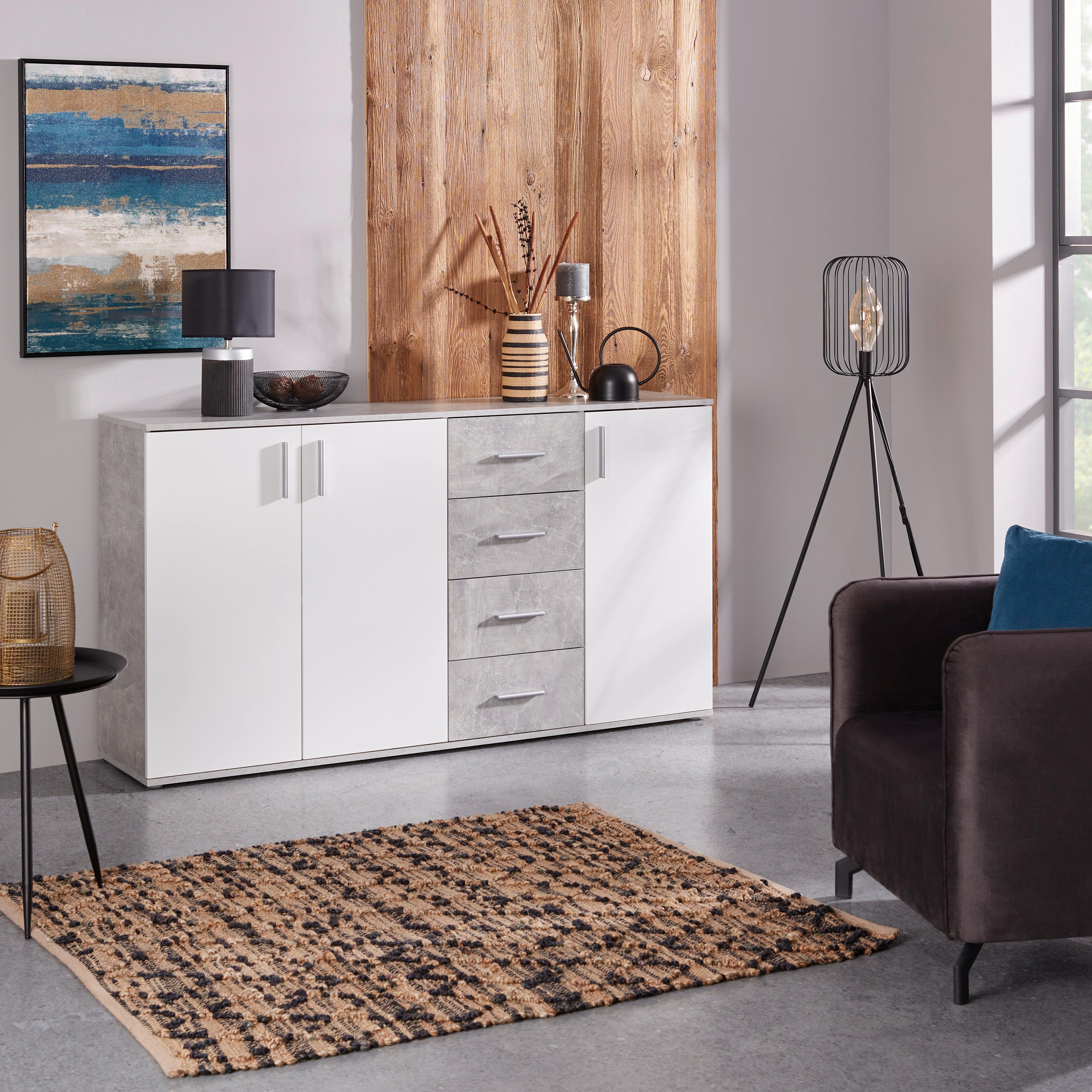 Komód Ina 176/95 Cm - világosszürke/fehér, Modern, faalapú anyag (175,8/94,8/38,3cm)