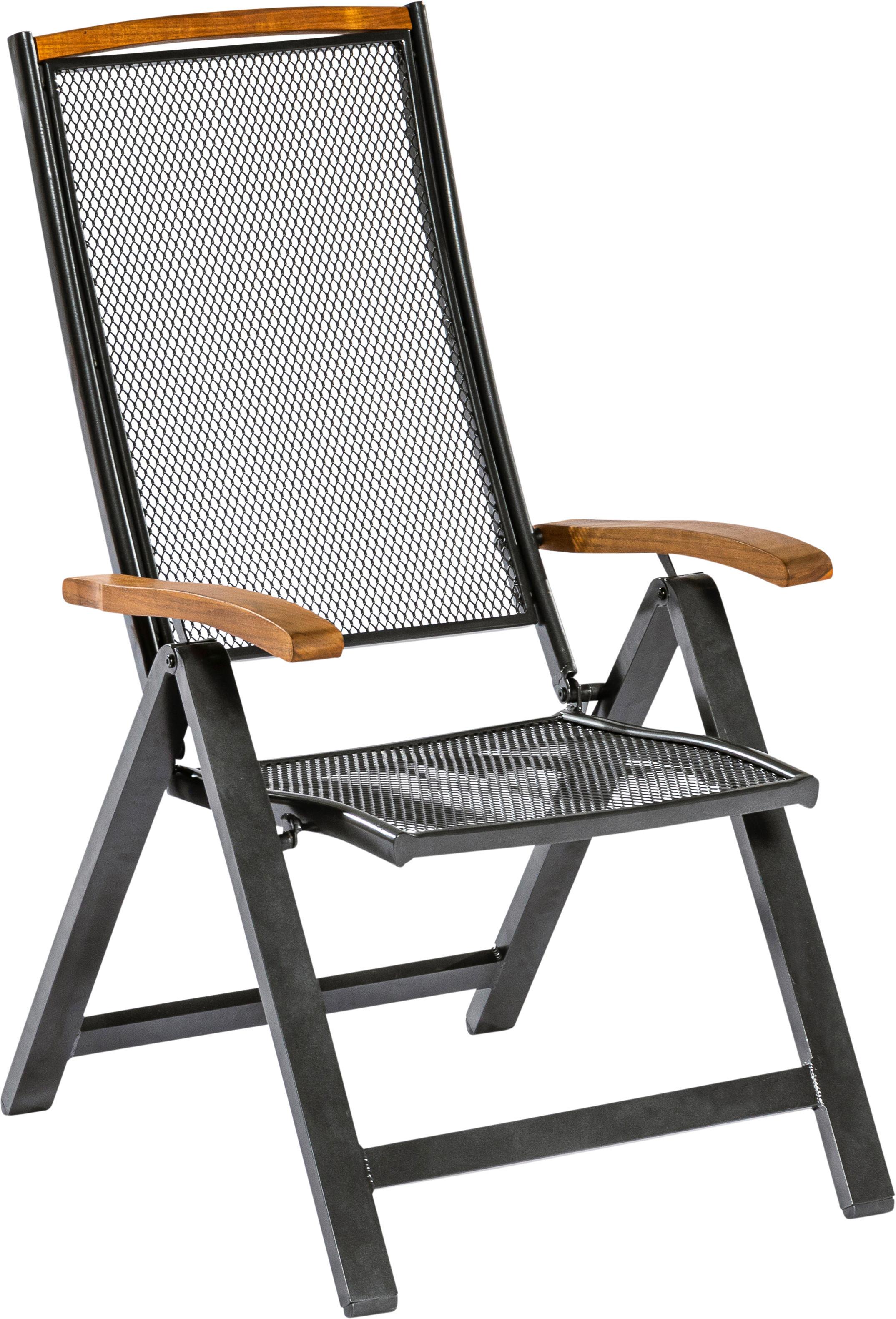 Gartensessel Klappbar Tilos Aluminium/Holz - Schwarz/Akaziefarben, KONVENTIONELL, Holz/Metall (60/114/79cm) - Gardenson