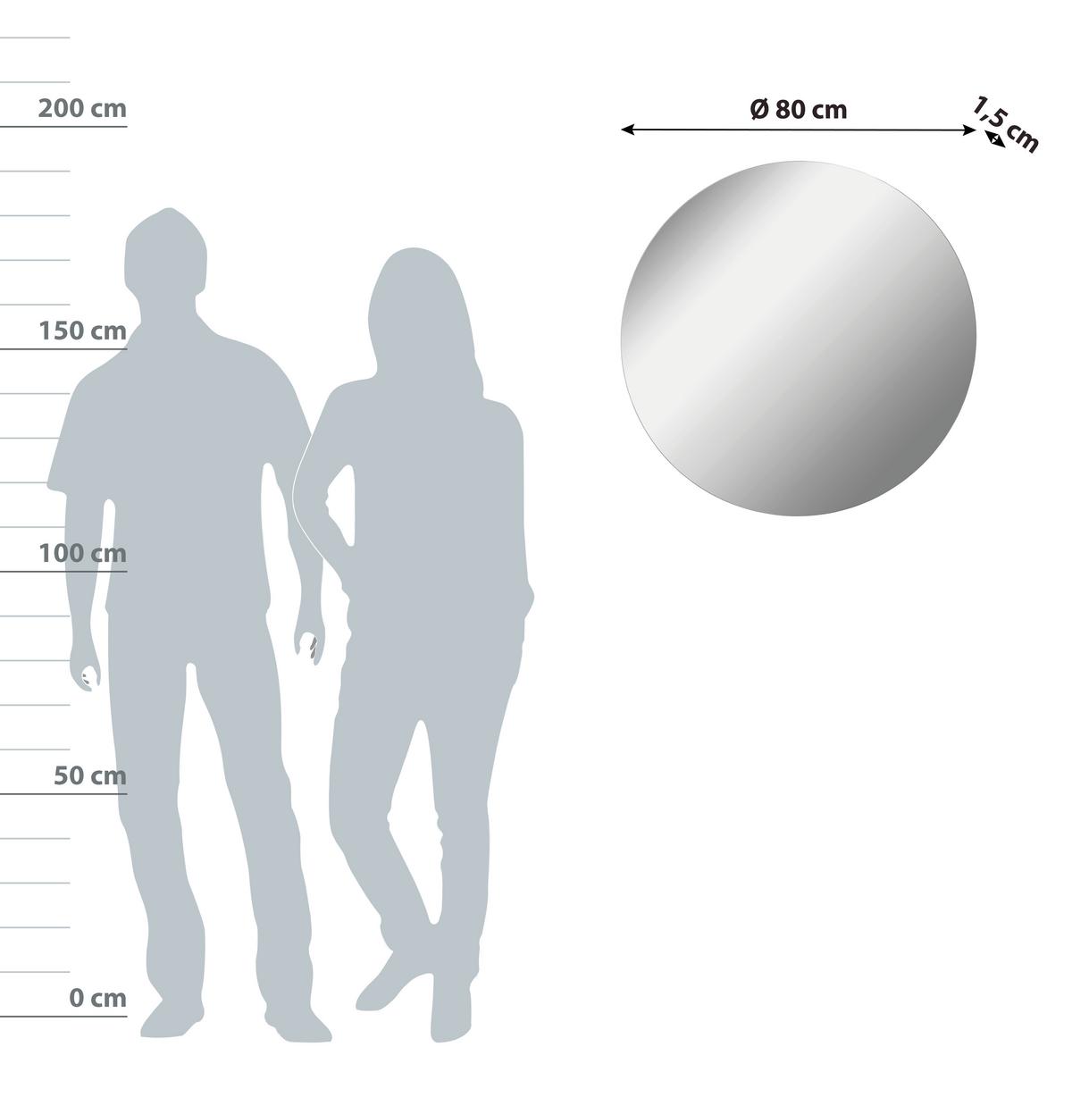 Wandspiegel Mirror Rund DM: 80 cm ohne Rahmen - Basics, Glas (80/80/3cm) - MID.YOU