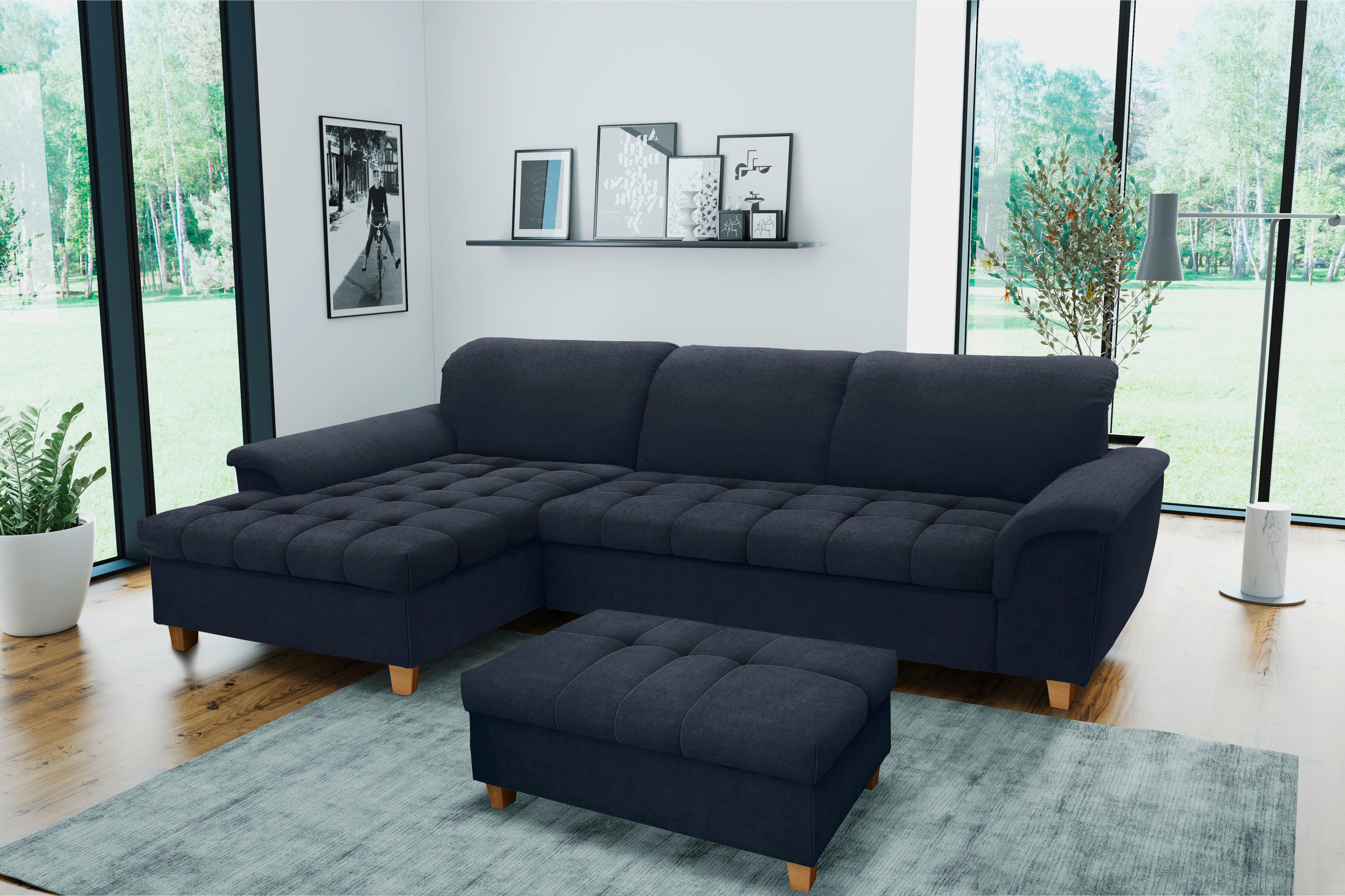 Ecksofa Franzi Blau Mikrofaser - Eichefarben/Dunkelblau, KONVENTIONELL, Textil (162/279cm) - MID.YOU
