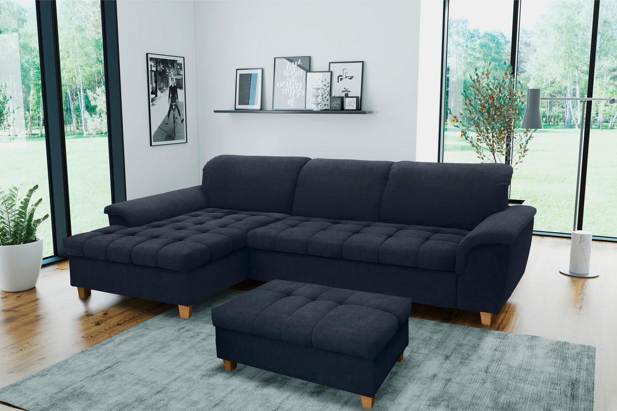 Ecksofa Franzi Blau Mikrofaser - Eichefarben/Dunkelblau, KONVENTIONELL, Textil (162/279cm) - MID.YOU