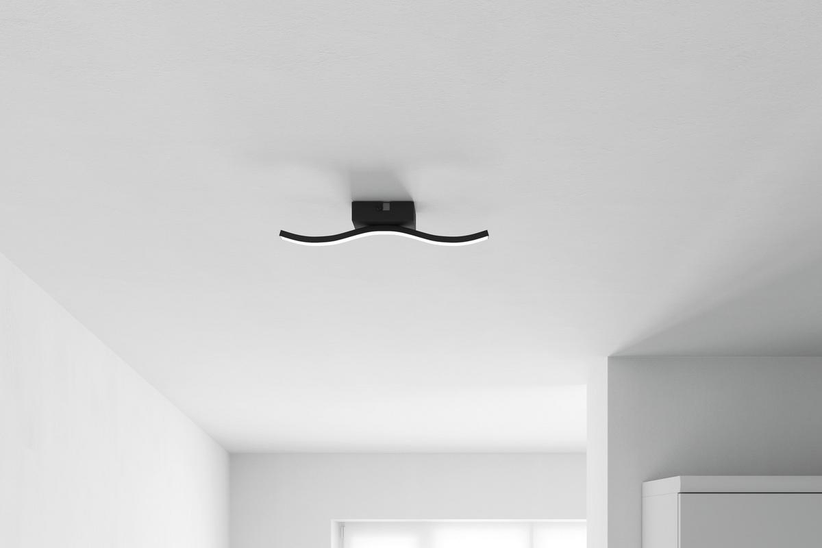 STROPNÉ LED SVIETIDLO PLOP - čierna/opálová, Modern, kov/plast (34,3/7/6,4cm) - Mömax