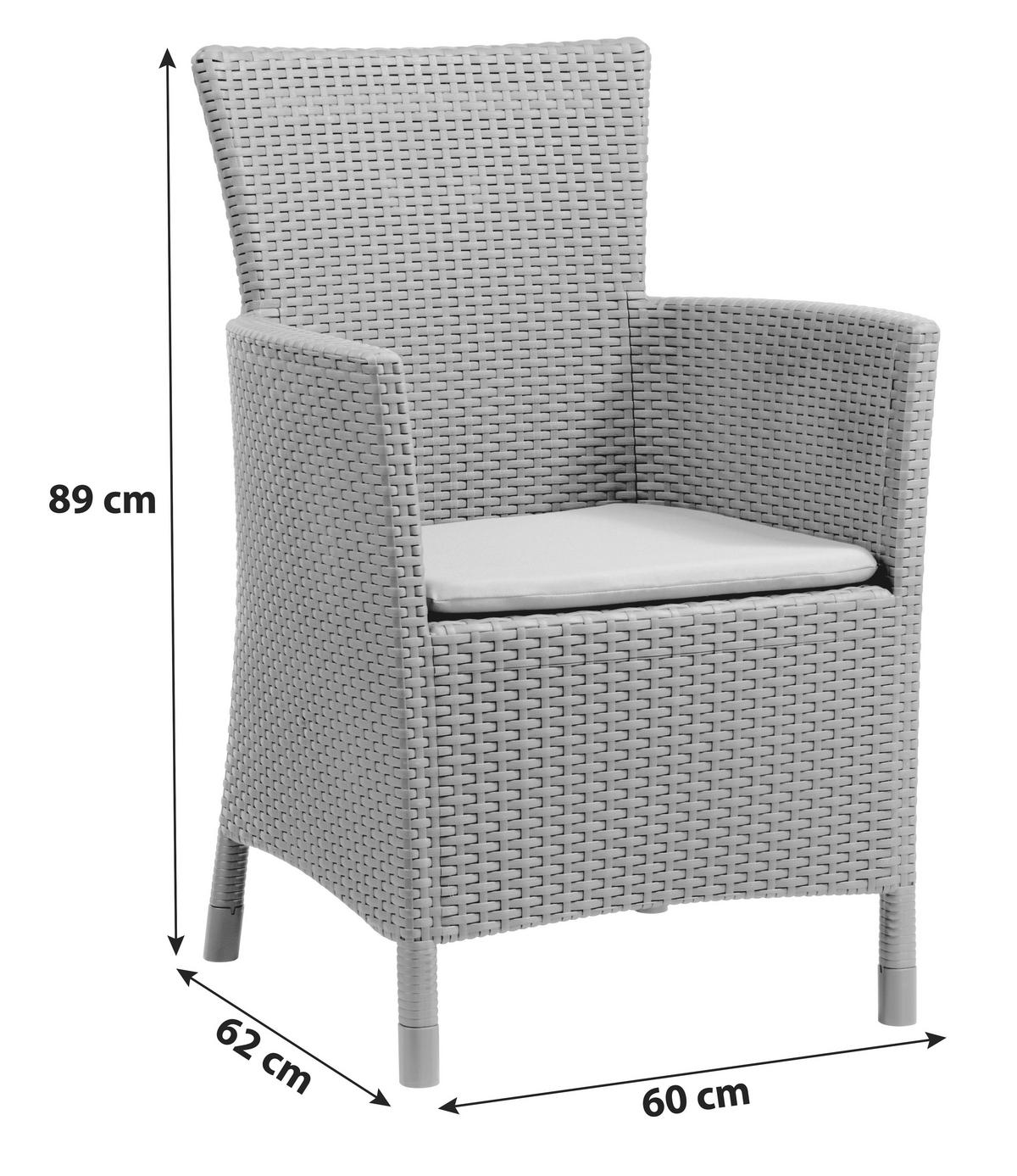 Gartensessel Iowa Polyrattan Mit Polster - Hellgrau/Graphitfarben, MODERN, Kunststoff (60/89/62cm) - Allibert