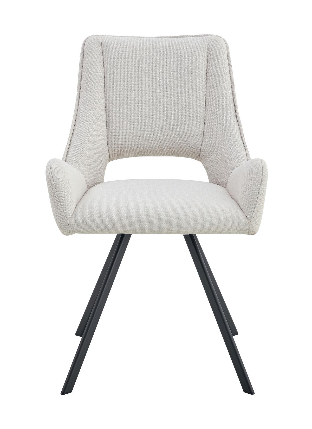 Stuhl-Set Helen Creme B: 56 cm - Creme/Schwarz, MODERN, Textil/Metall (56/91/63cm) - MID.YOU