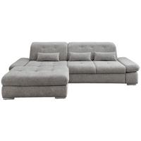 Ecksofa mit Schlaffunktion Dalida Silberfarben Chenille - Chromfarben/Silberfarben, Design, Textil (196/300cm) - Livetastic