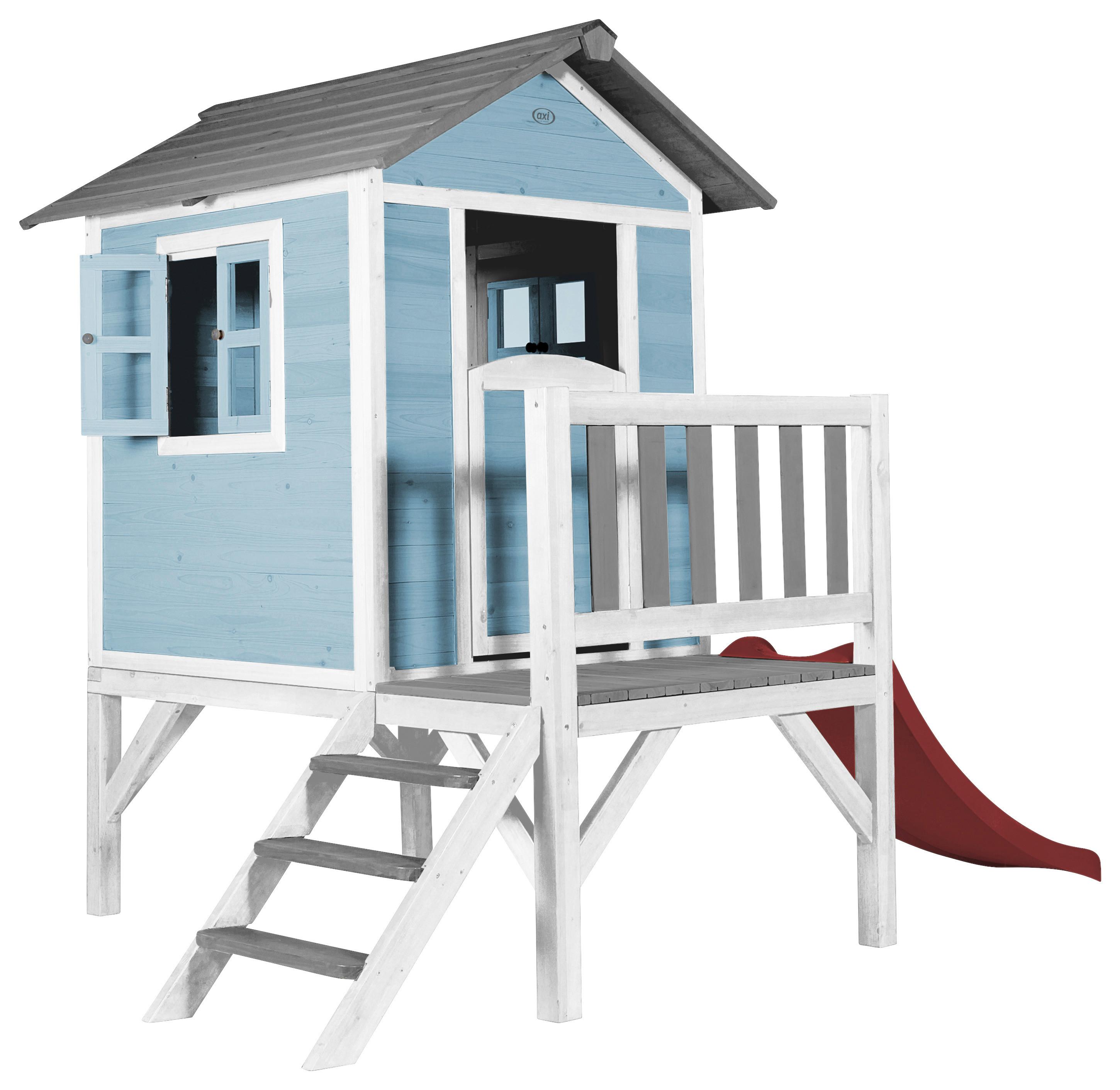 Spielhaus C050.002.21 - Blau/Rot, KONVENTIONELL, Holz/Kunststoff (240/189/167cm) - Ambia Garden