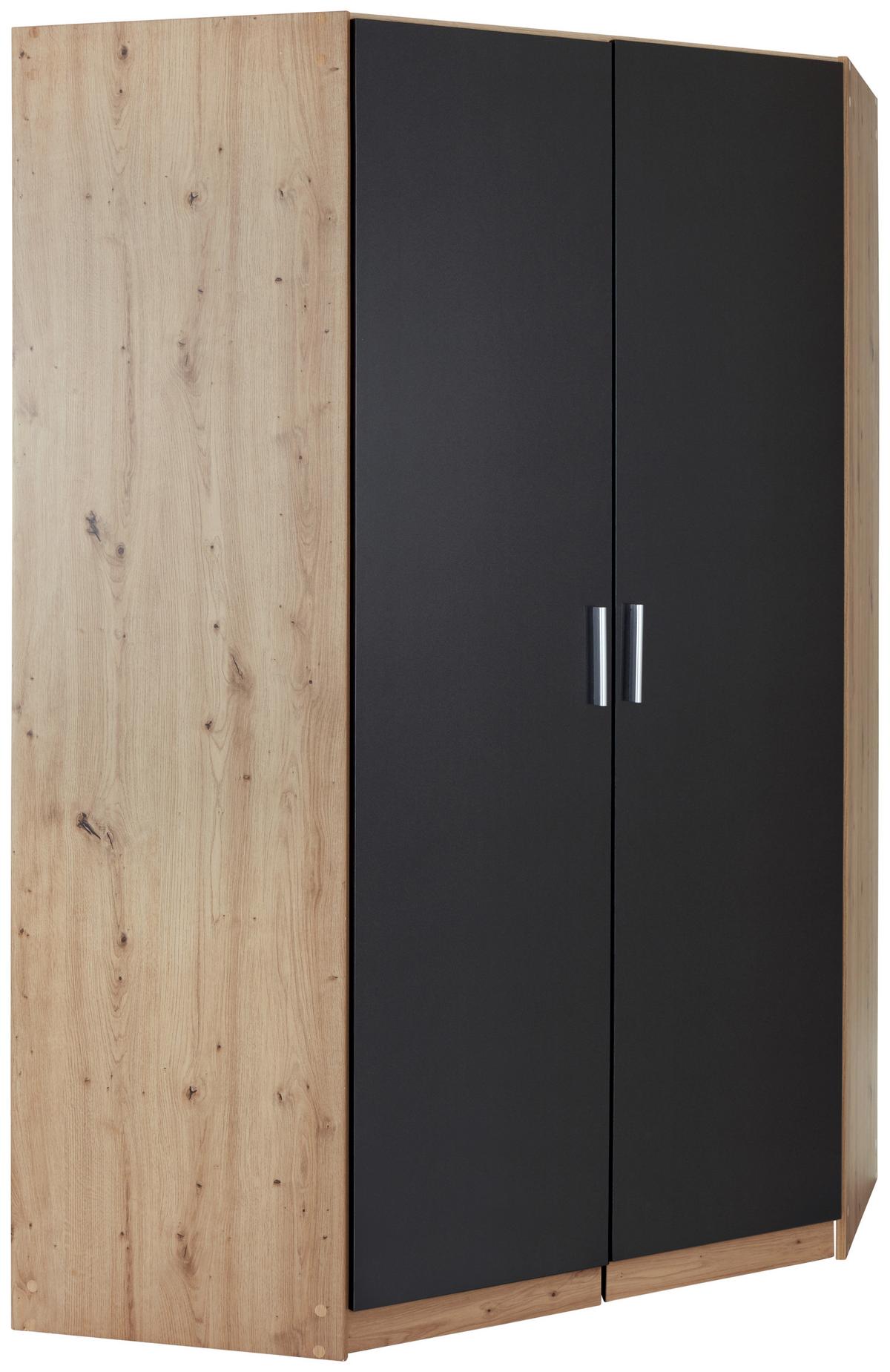 Sarokszekrény Celle Extra - Artisan tölgy/sötétszürke, Design, faalapú anyag (117/197/117cm)