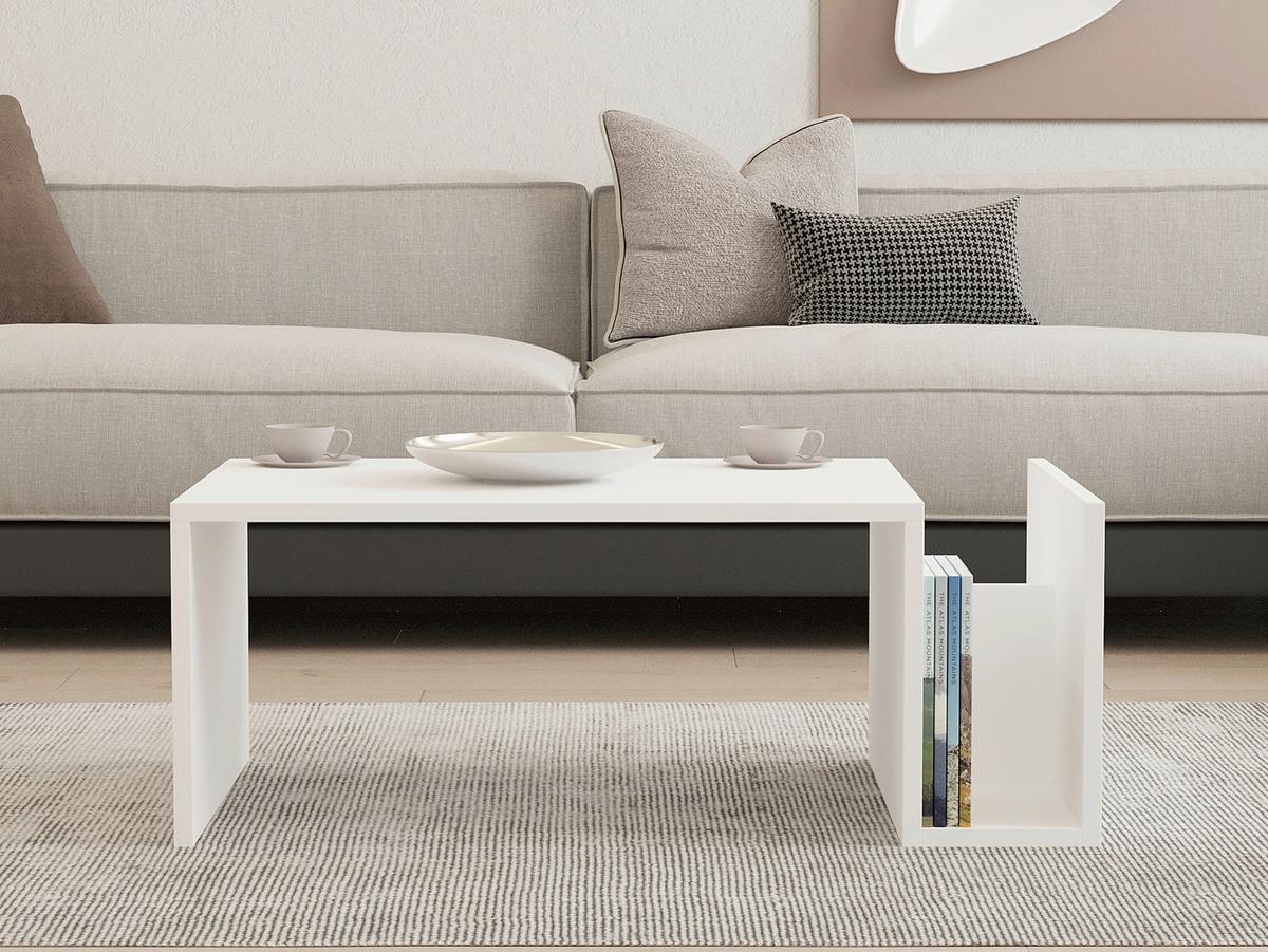 COUCHTISCH Weiß B: 86,8cm - Weiß, MODERN, Holzwerkstoff (86,8/32,4/50cm)