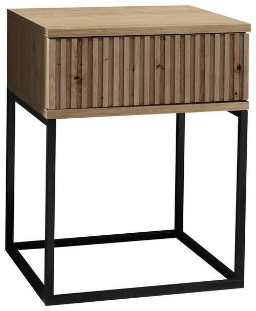 Nachtkästchen Eiche Dekor/ Schwarz H: 52 Cm Marle
