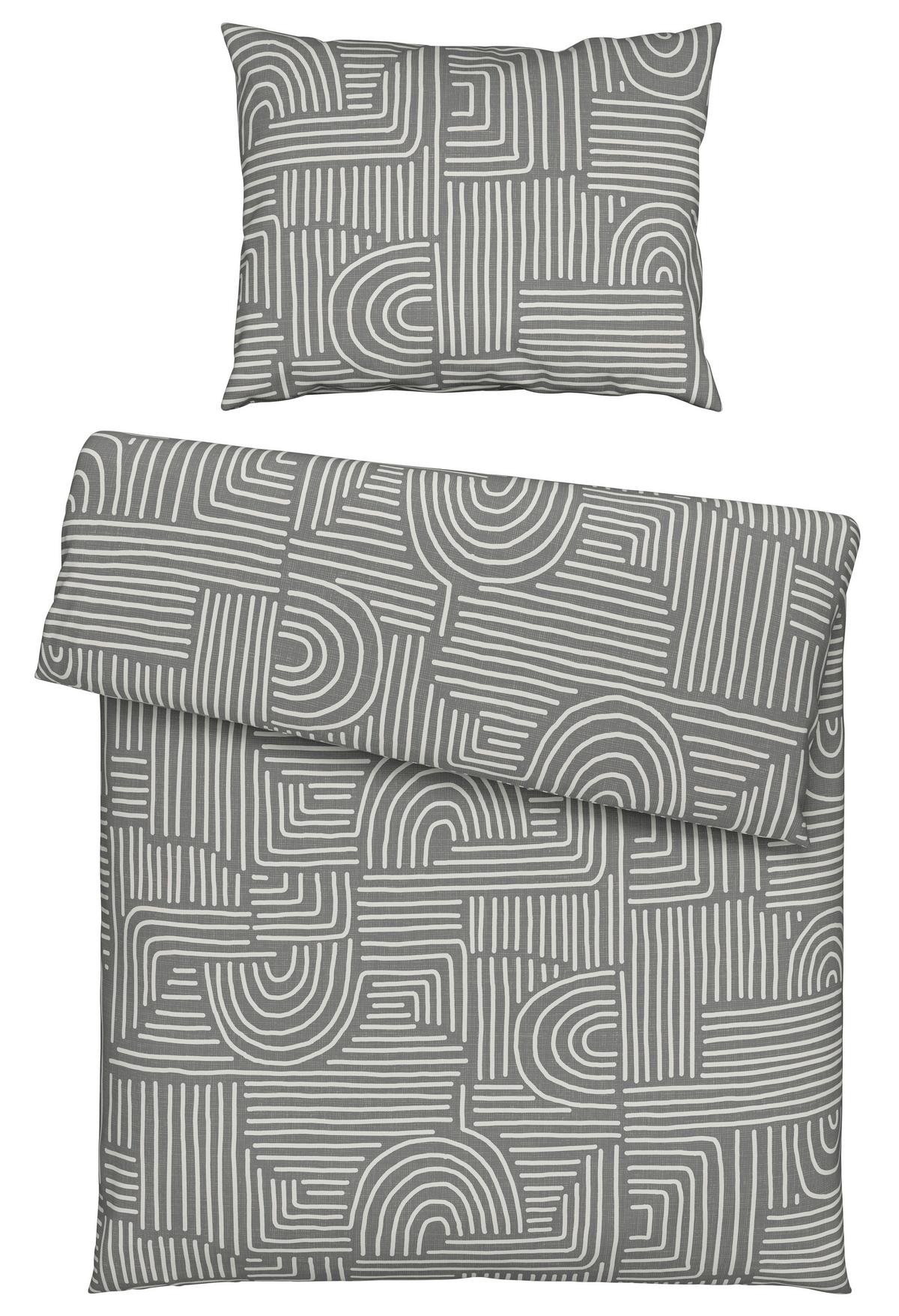 Bettwäsche 140x200 cm Doris Renforce, Grau - Grau, MODERN, Textil - Luca Bessoni