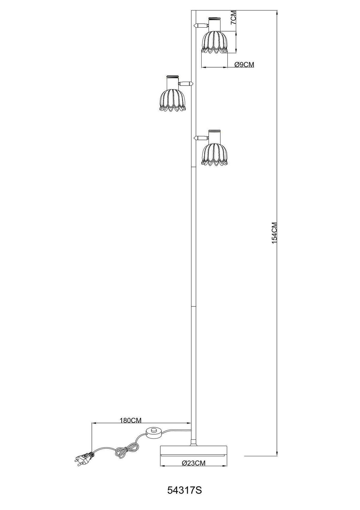 Stehleuchte Exkl. 3xe14, 40w - Sandfarben/Schwarz, KONVENTIONELL, Glas/Kunststoff (28/23/154cm) - Globo