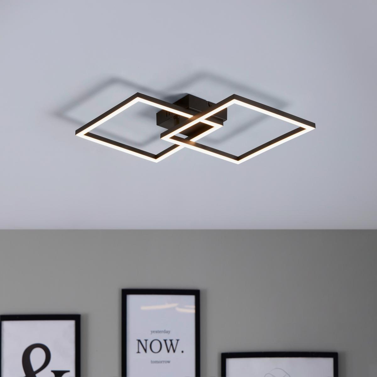 Led Mennyezeti Lámpa Julian - fekete/opál, Modern, műanyag/fém (55,8/39,5/6,7cm) - Luca Bessoni