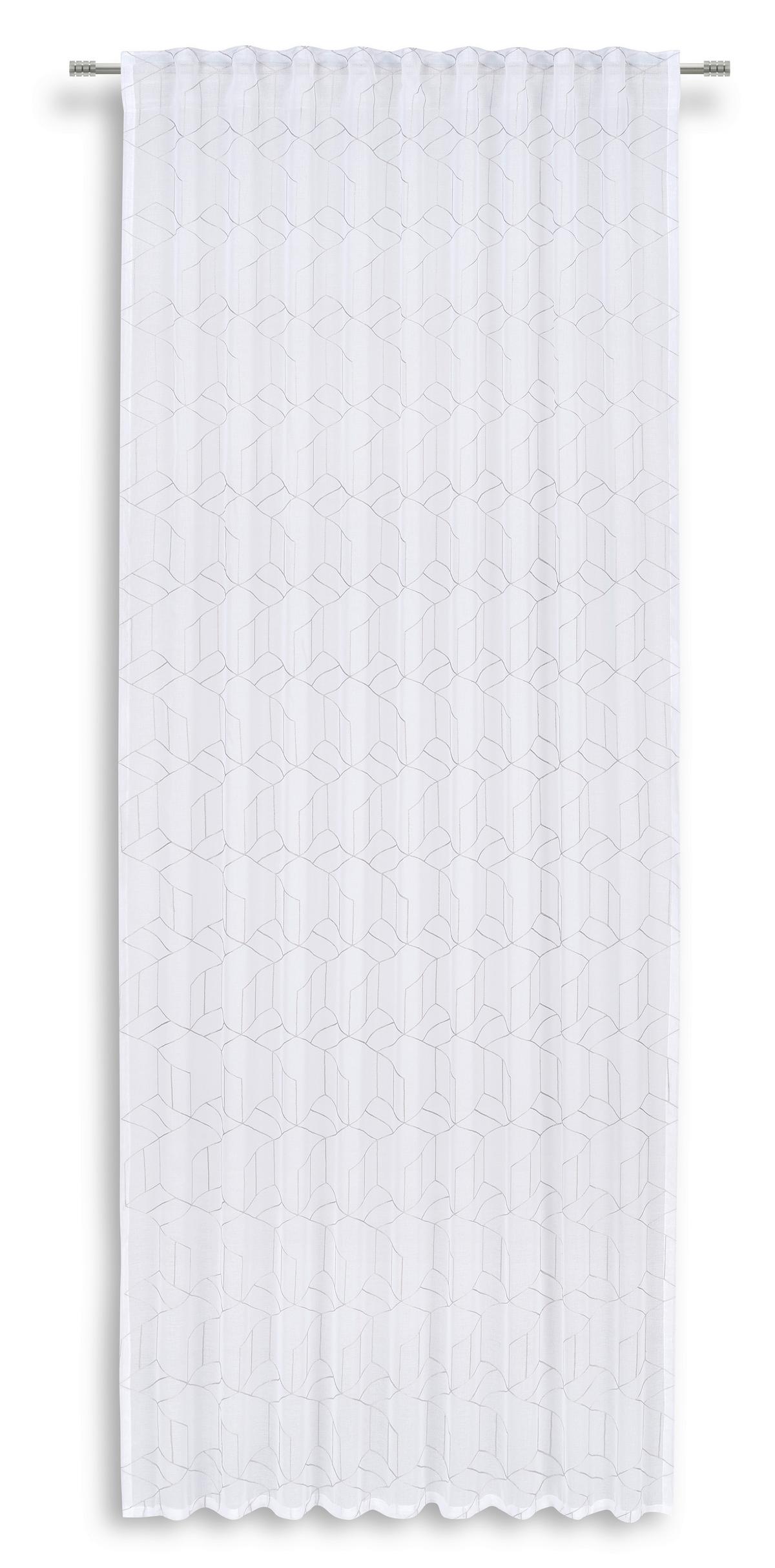 Vorhang mit Band Sabina 140x245 cm Silber/Weiß - Silberfarben/Weiß, MODERN, Textil (140/245cm) - Luca Bessoni