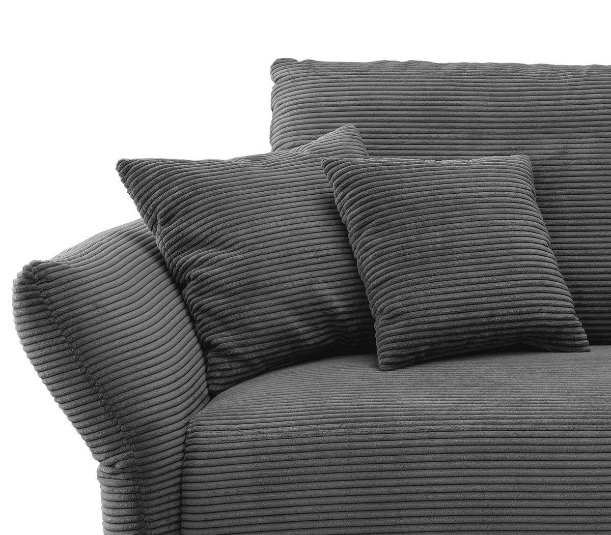 Ecksofa Vanilla Grau S: 256x294 cm - Schwarz/Grau, Design, Textil (256/294cm) - Livetastic