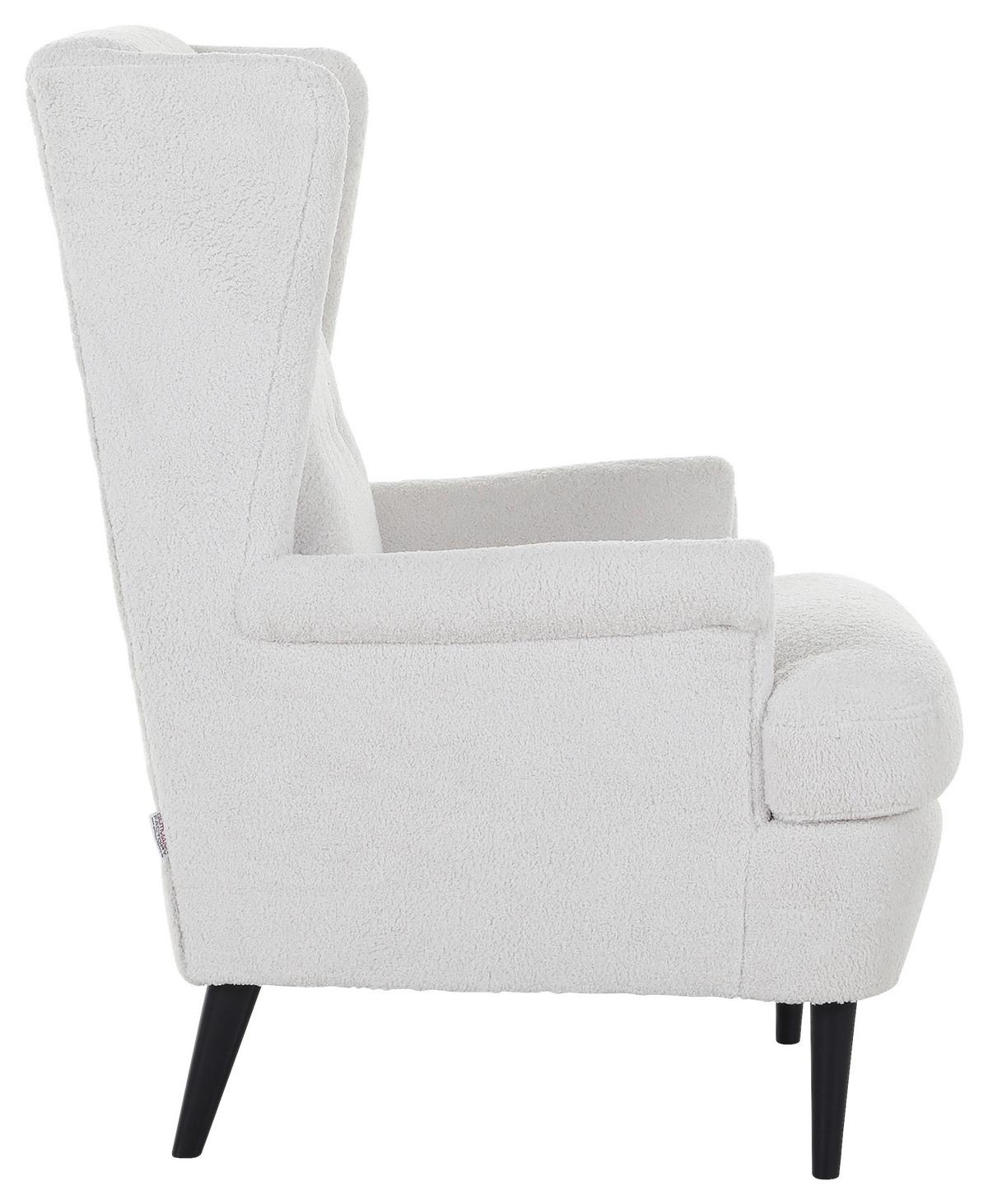 Ohrensessel Versailles, Weiß B: 72 cm - Dunkelbraun/Weiß, Design, Textil (72/104/85cm) - MID.YOU