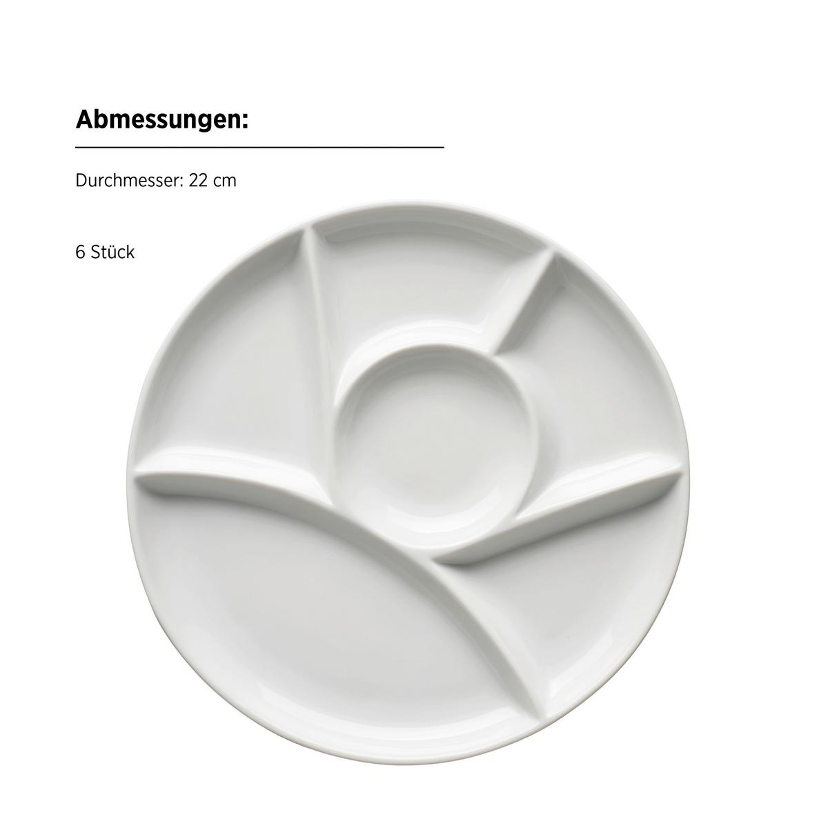 Tellerset Weiß, 6-teilig - Weiß, Trend, Keramik (22cm) - Mäser