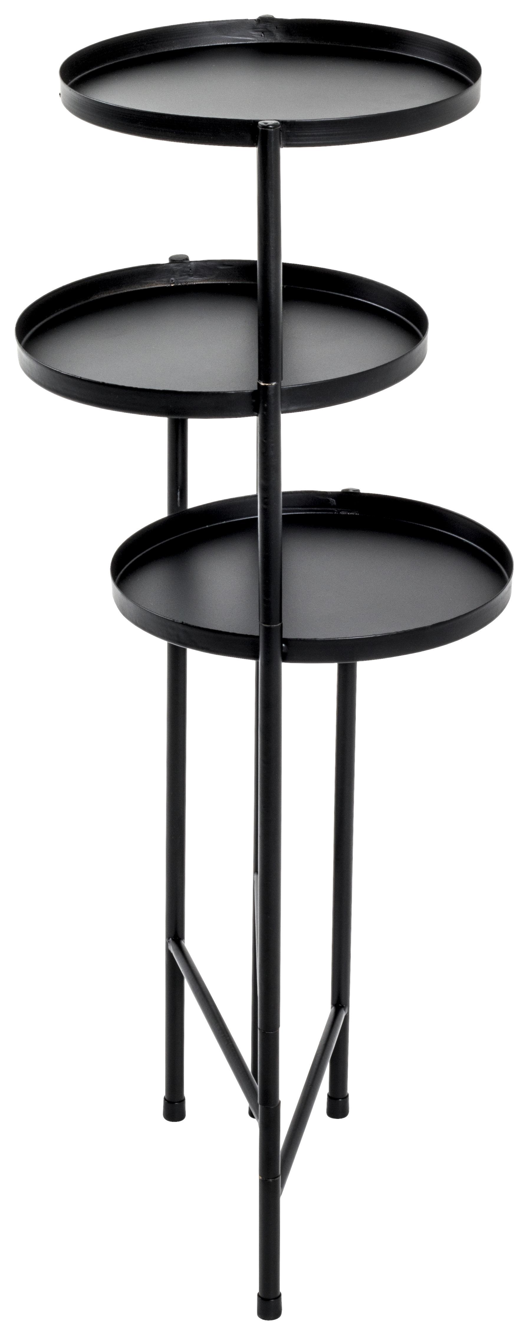 Blumentisch Mit 3 Ablagen Metall Schwarz Top