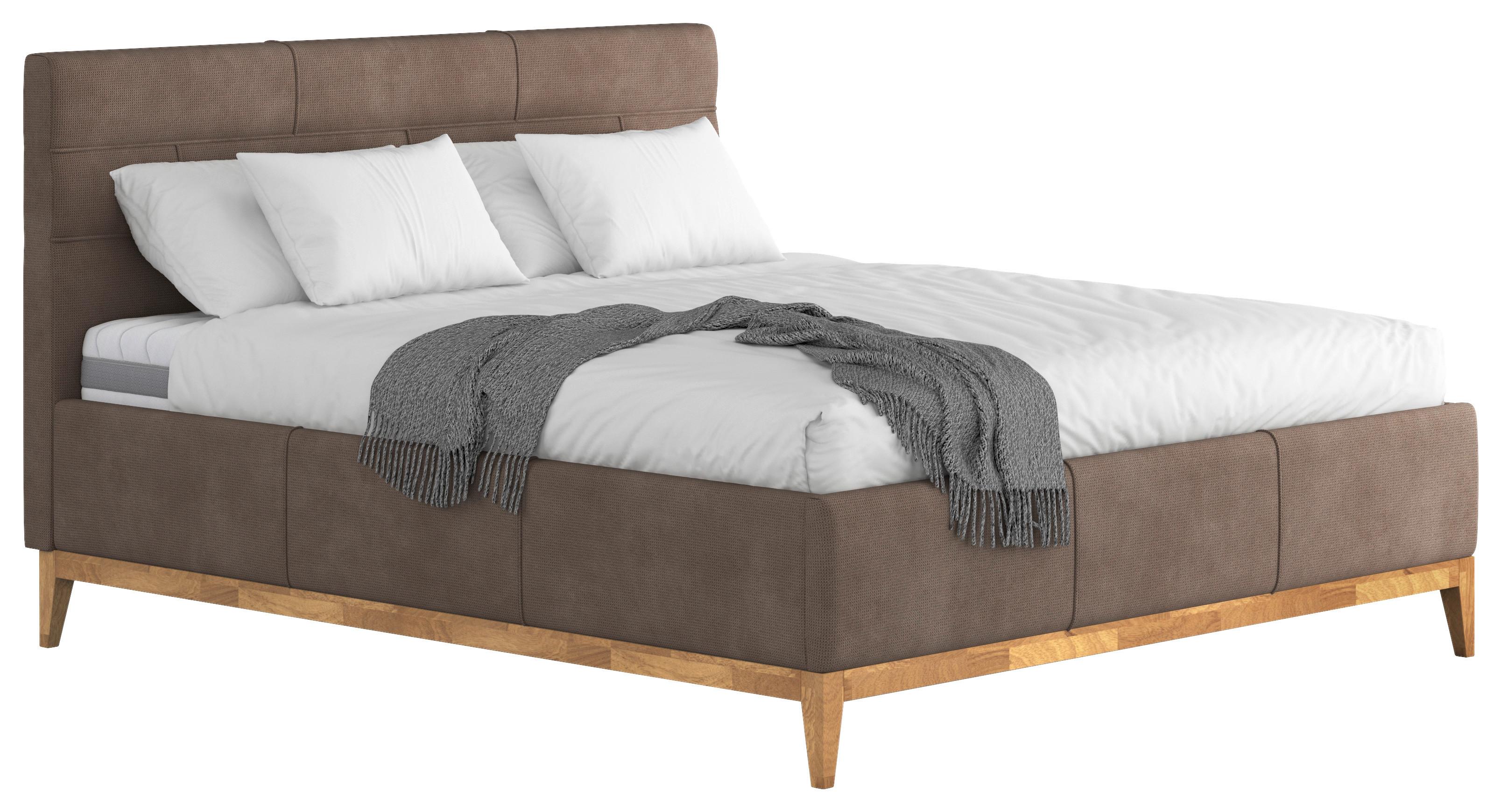 Polsterbett Mit Bettkasten Jupiter 160x200 Cm Taupe - Taupe/Eichefarben, MODERN, Holz/Holzwerkstoff (160/200cm) - MID.YOU
