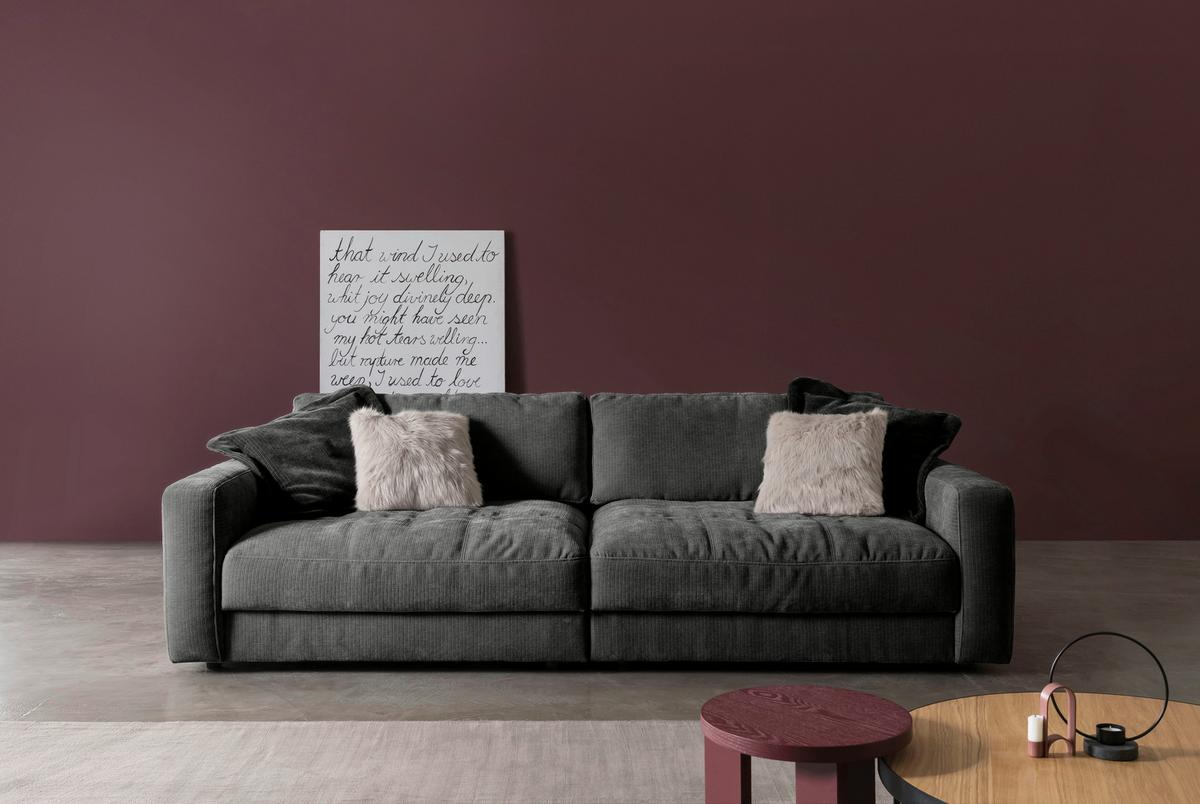 Bigsofa Be Comfy - Dunkelgrau/Schwarz, MODERN, Textil (264/83/126cm) - Trendmanufaktur